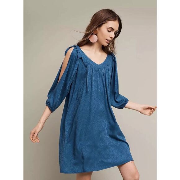Anthropologie Dresses & Skirts - Anthropologie Holding Horses Leyton Open-Shoulder Swing Dress Size Medium Blue